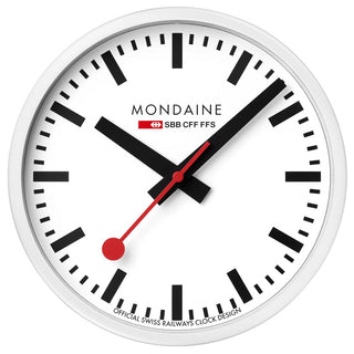 Weisse Wanduhr, 25 cm, Frontansicht