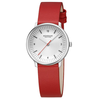 Doppio, Rotes Veganes Traubenleder, 33 mm	, Frontansicht
