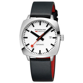 Grand Cushion Automatik, Schwarzes Veganes Traubenleder, 39 mm, Frontansicht