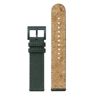 essence, 41mm, Park-Grüne nachhaltige Uhr, MS1.41160.LF, Ansicht der Vorder- und Hinterseite des Armbands aus Textil 