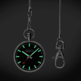 Pocket Watch, Stainless Steel, 43 mm	, ,Night view with green SuperLumiNova