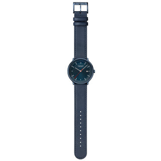 Doppio, Blaues Veganes Apfelleder, 41 mm, Frontansicht