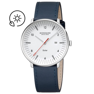 Doppio Solar, Blaues Veganes Apfelleder, 41 mm, Frontansicht