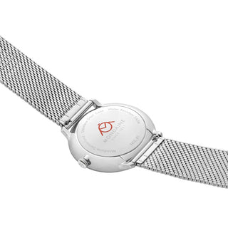 Doppio Solar, Edelstahl, 41 mm, Ansicht des Gehäusebodens mit Mondaine Gravur