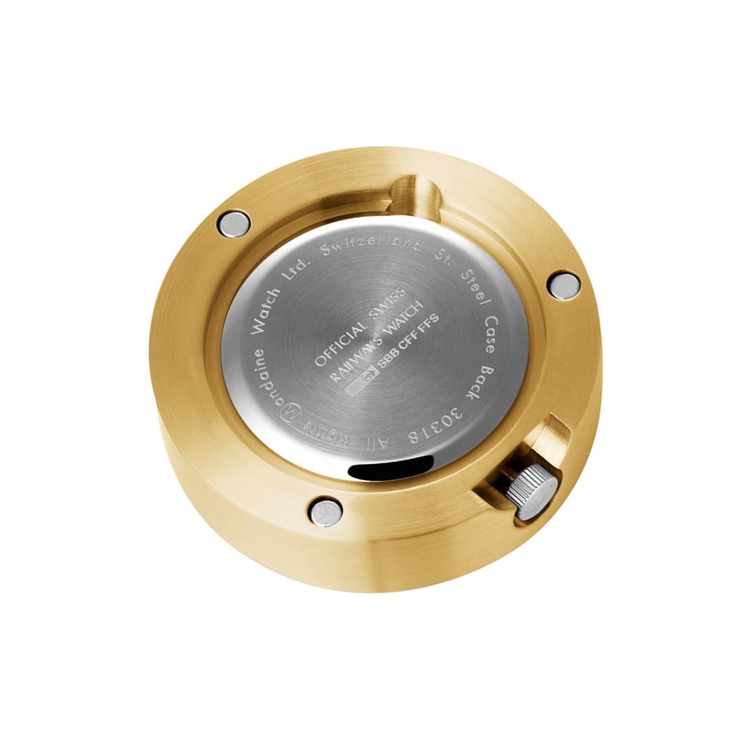 Goldene Magnet-Uhr, 5 cm – Mondaine Europe