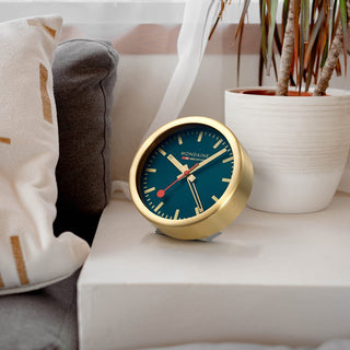Table clock, 125mm, Deepest Blue Table and Alarm Clock, A997.MCAL.46SBG, mood image of the clock on the table