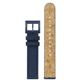 essence, 32mm, Ozean-Blaue nachhaltige Uhr, MS1.32140.LD, Ansicht der Vorder- und Hinterseite des Armbands aus Textil