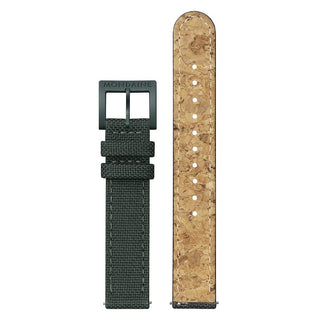 essence, 32mm, Park-Grüne nachhaltige Uhr, MS1.32160.LF, Ansicht der Vorder- und Hinterseite des Armbands aus Textil
