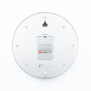 Table clock, 250mm, stop2go WiFi Clock, MSM.25S11, view of the back of the clock with SBB logo